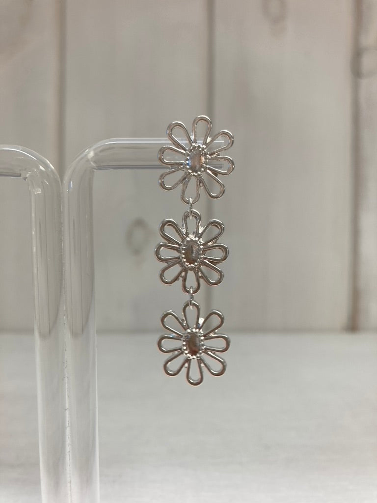 Silver Daisy Cascade Oorbellen