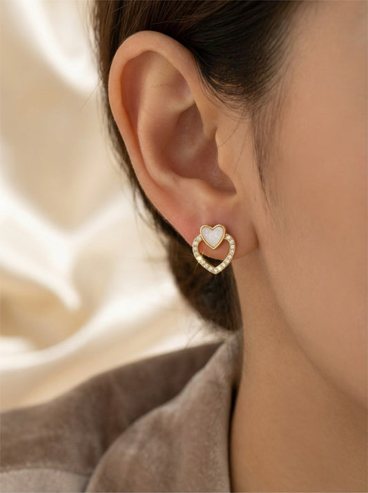 Boucles d'oreilles éternel amour – Double cœur or