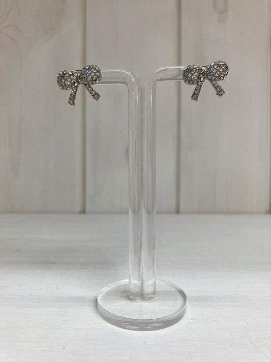 Boucles d'oreilles clous Crystal Bow – Nœud en argent avec zircone cubique