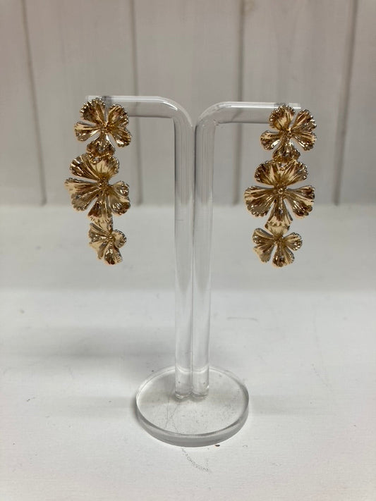 Boucles d'oreilles pendantes Fleur d'or
