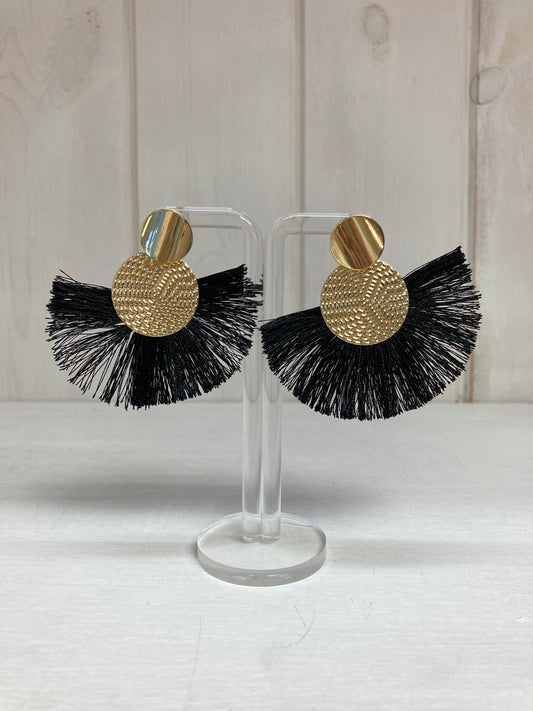 Boucles d'oreilles pompons Brise de minuit – Noir et or