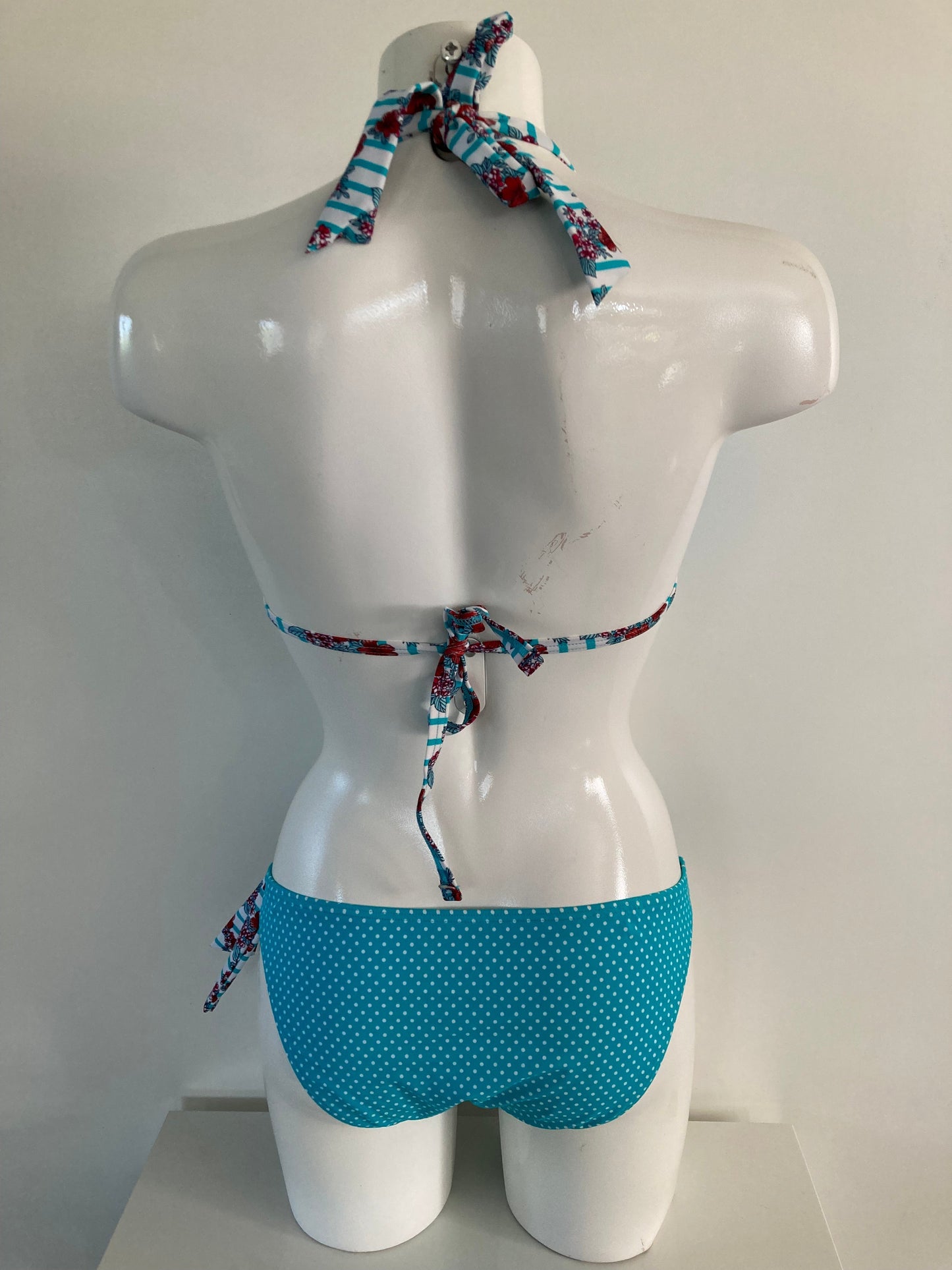 Esprit Turquoise Triangel Bikini met Stippenprint en Strikbroekje Dames