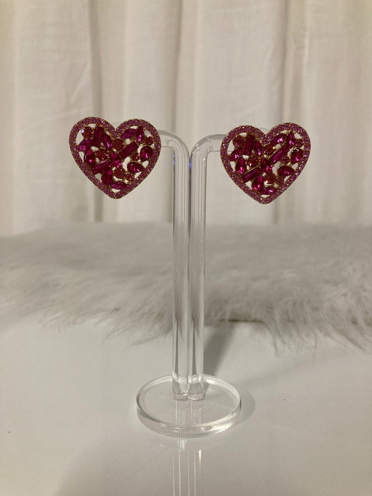 Puces d'oreilles de luxe Ruby Heart – Boucles d'oreilles en forme de cœur en cristal