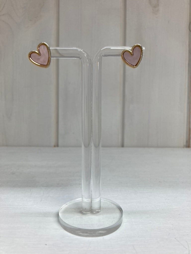 Boucles d'oreilles clous Cœur Blush – Petits cœurs roses en or