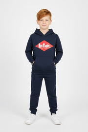 Lee Cooper Navy Jongens Hoodie met Rood Logo