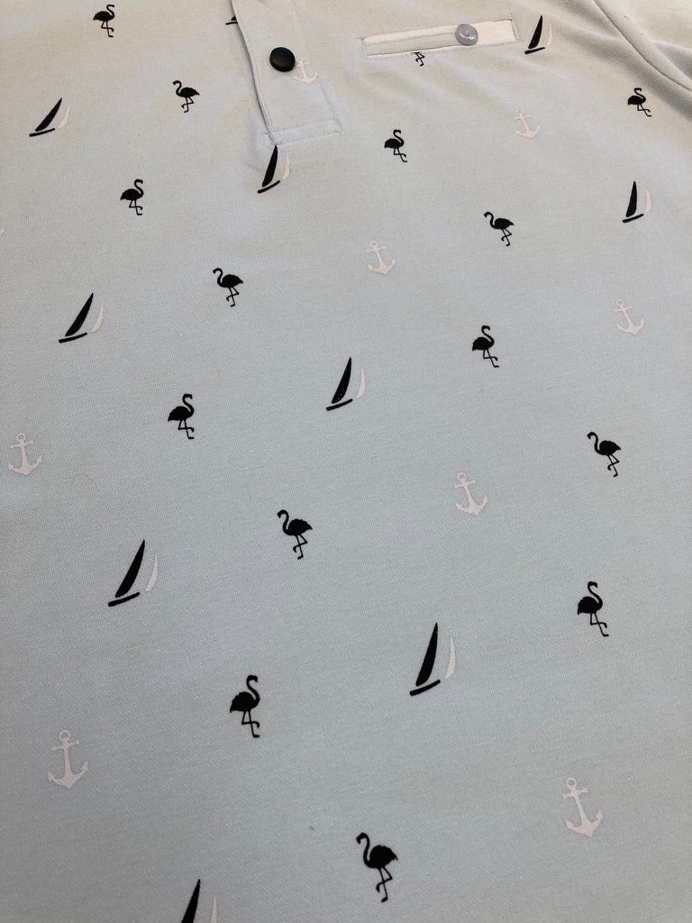 BLVCK Exclusive Herenpolo Lichtblauw met Maritieme Print