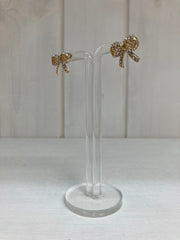 Rosé Crystal Bow Oorstekers – Gouden Strik met Zirkonia