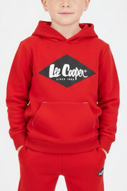 Lee Cooper Rode Jongens Hoodie met Zwart Logo