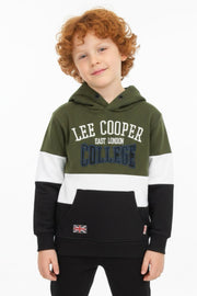 Lee Cooper Khaki Jongens Hoodie College met Colorblock