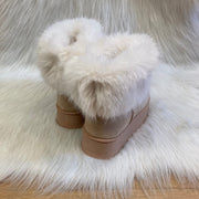 Rock and Joy Dames Boots Beige met Fluffy Details