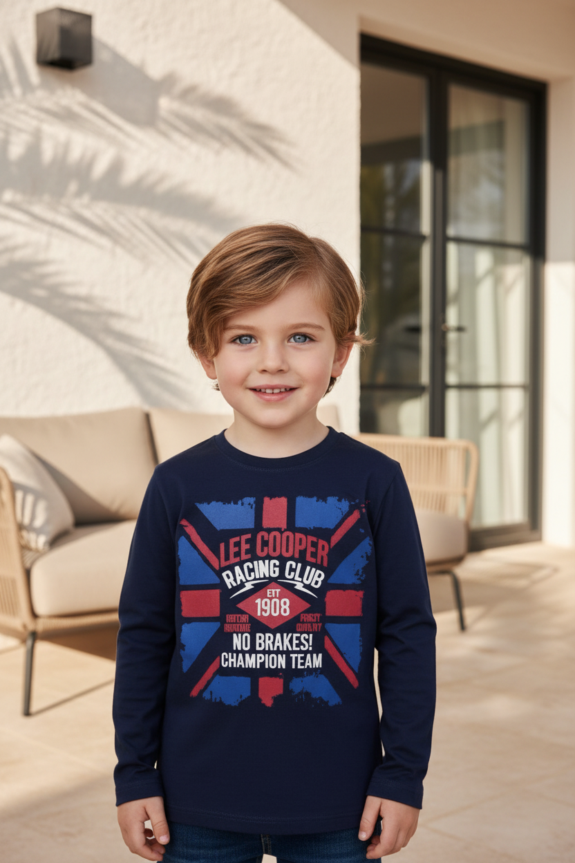 Lee Cooper Navy Jongens Longsleeve Racing Club