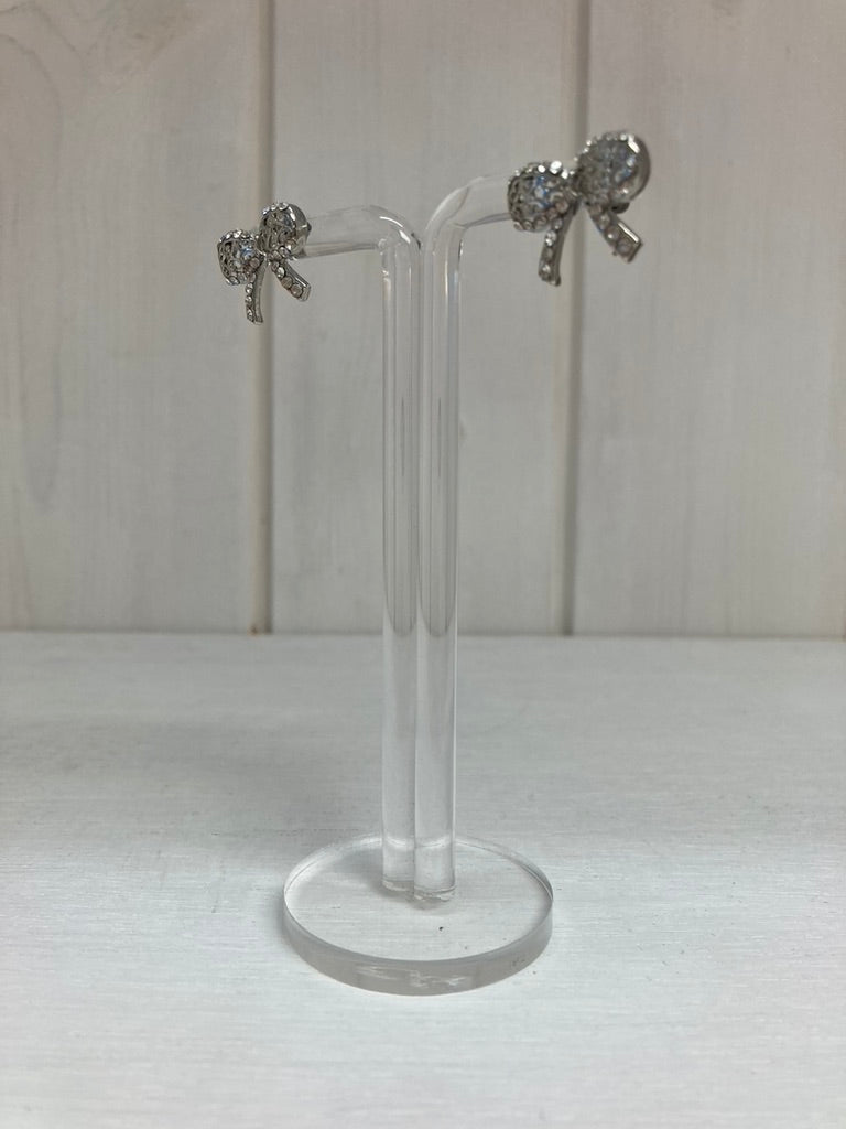 Crystal Bow Oorstekers – Zilveren Strik met Zirkonia