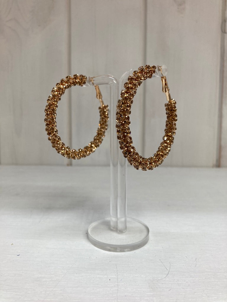 Oorring met strass steentjes goud