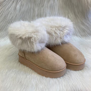 Rock and Joy Dames Boots Beige met Fluffy Details