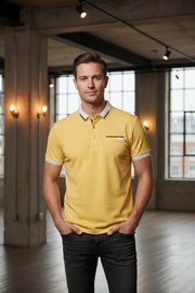 BLVCK Exclusive Lichtgele Herenpolo met Contrastdetails