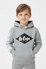 Lee Cooper Lichtgrijze Jongens Hoodie met Logo