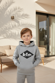 Lee Cooper Lichtgrijze Jongens Hoodie met Logo