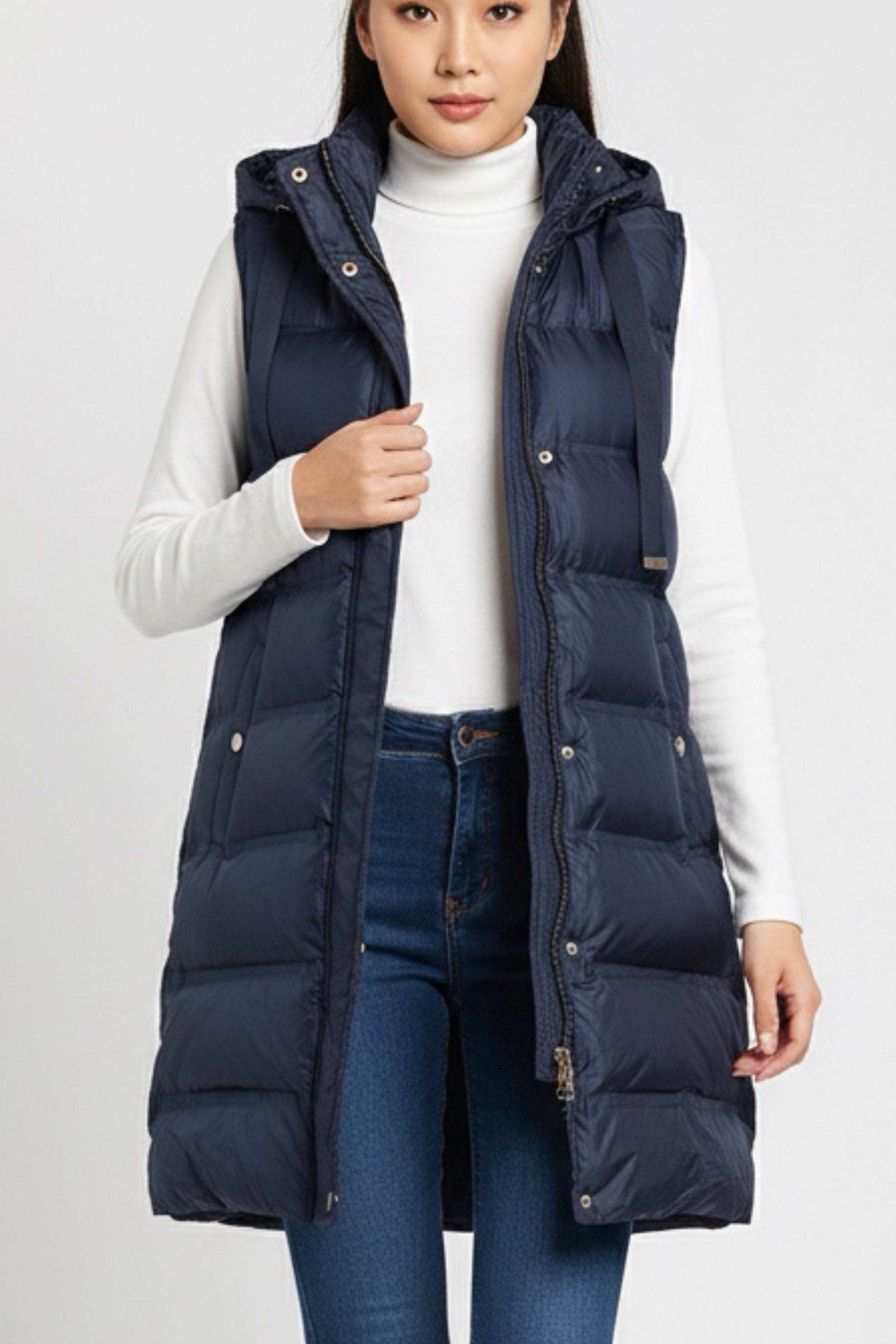 Sleeveless puffer jacket with hood Marine Blauw