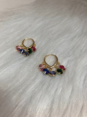 Rainbow Gem Charm Hoops
