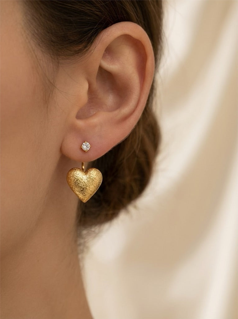 Boucles d'oreilles cœur martelé doré – Cœur doré de luxe