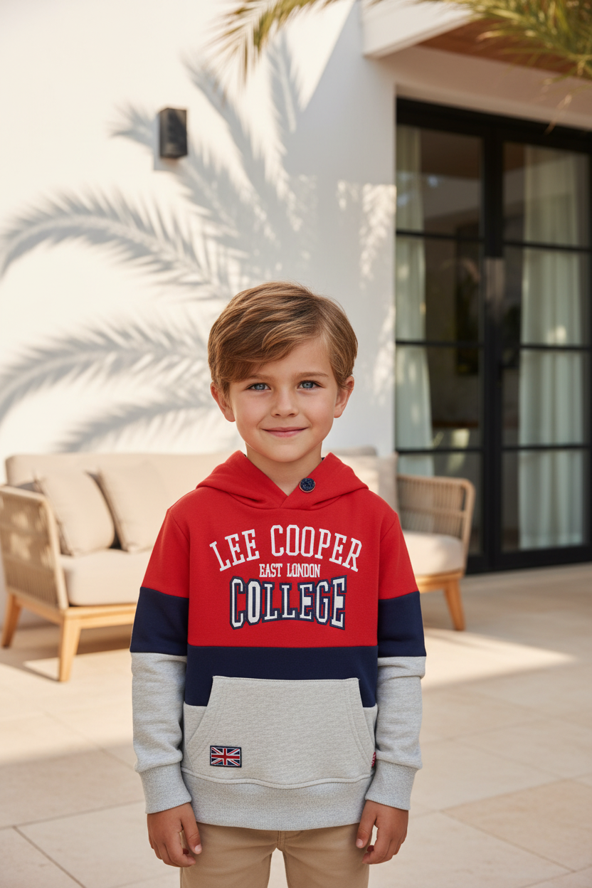 Lee Cooper Rode Jongens Hoodie College met Colorblock