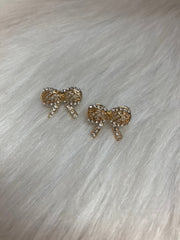 Rosé Crystal Bow Oorstekers – Gouden Strik met Zirkonia