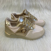 Mulanka Beige & Gouden Dames Sneaker – Comfortabele Fashion Sneaker met Gouden Details