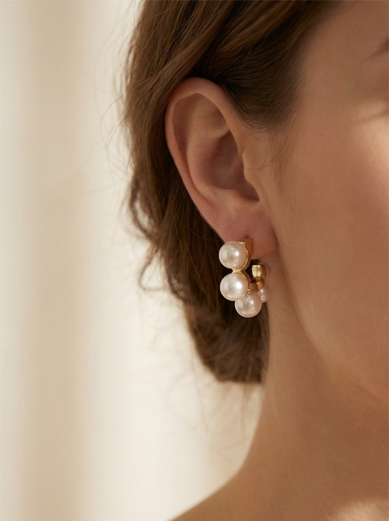 Oorbel ring met parels