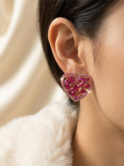 Ruby Heart Luxe Oorstuds – Kristallen Hart Oorbellen
