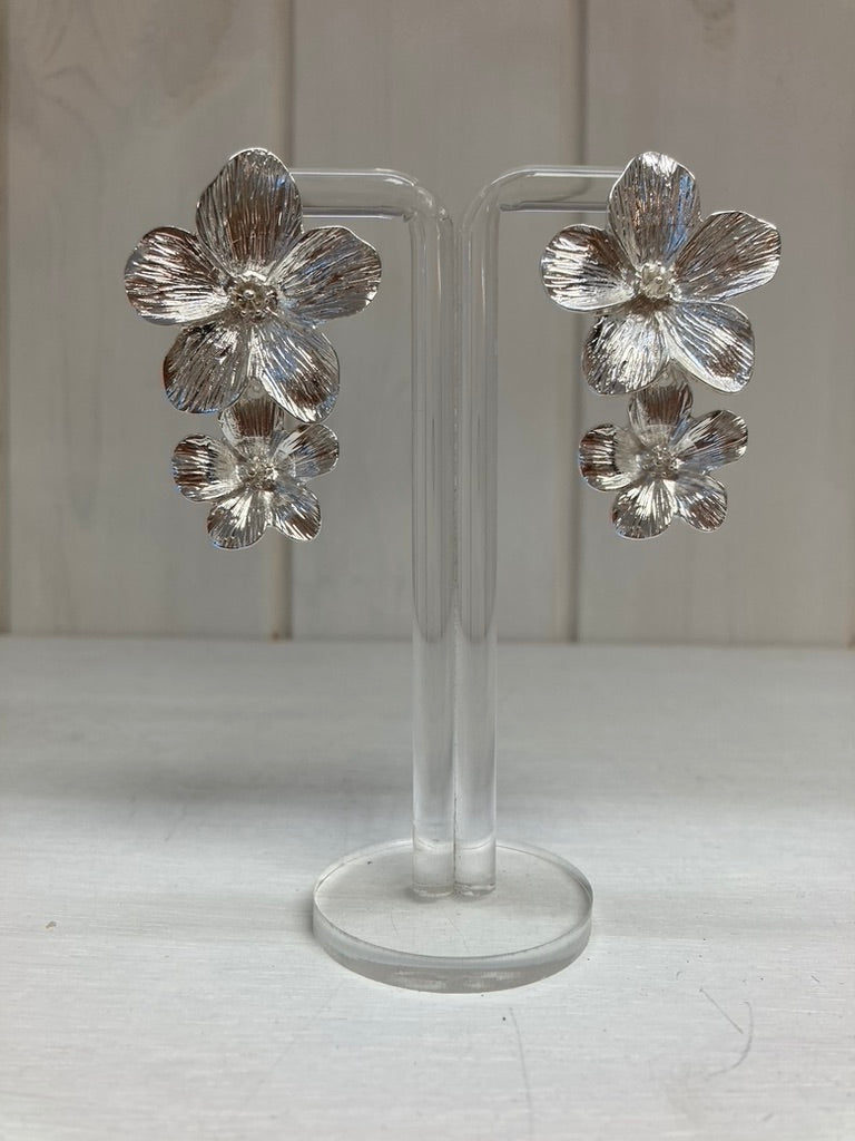Boucles d'oreilles pendantes Fleur d'Argent
