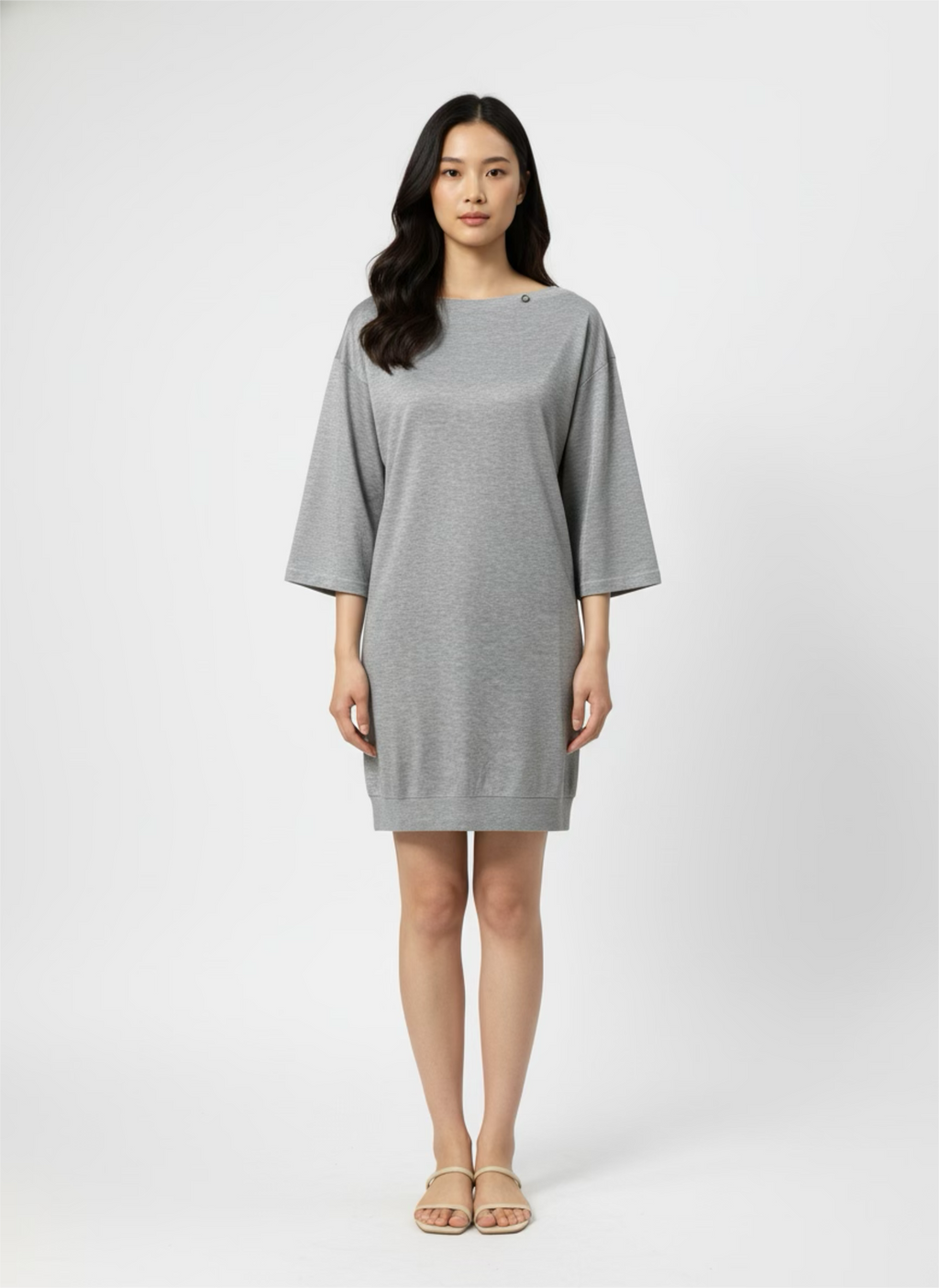 T-shirt dress with shiny coating Grey