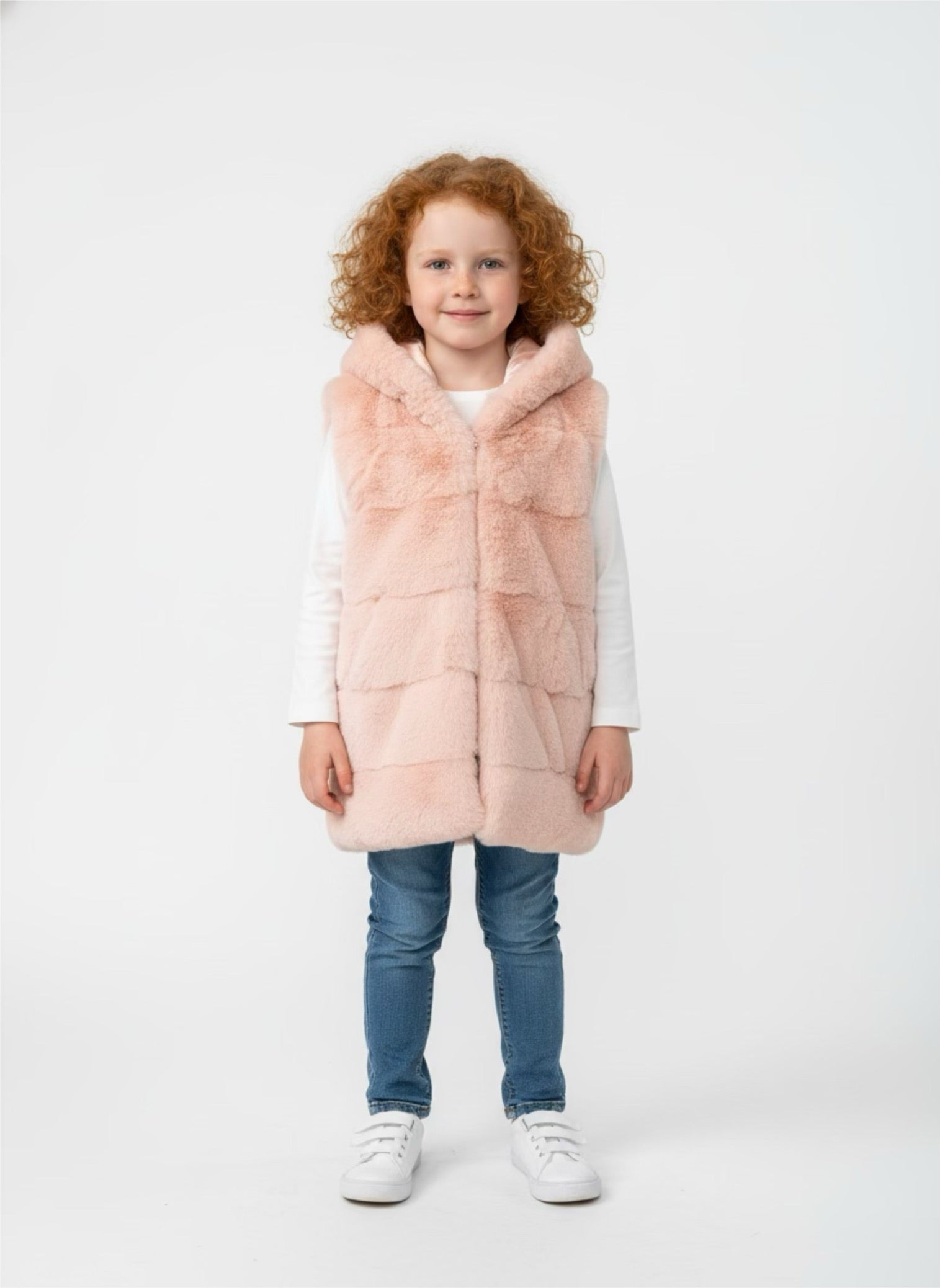 Fluffy bodywarmer roze