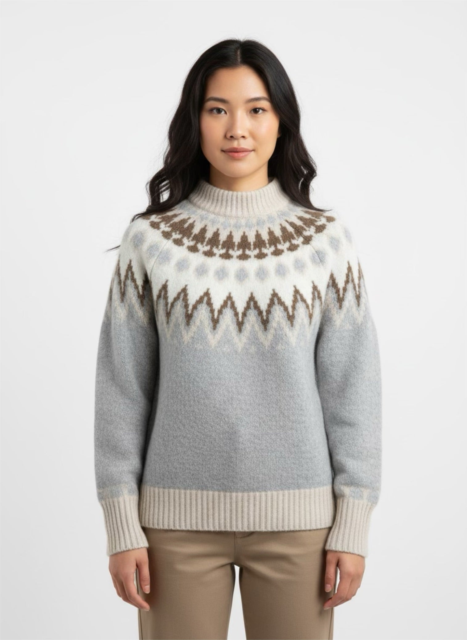 Large knit wool grijs