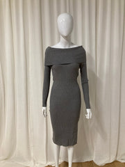 Rosy Days Off Shoulder Gebreide Jurk Grijs – Dames Outlet