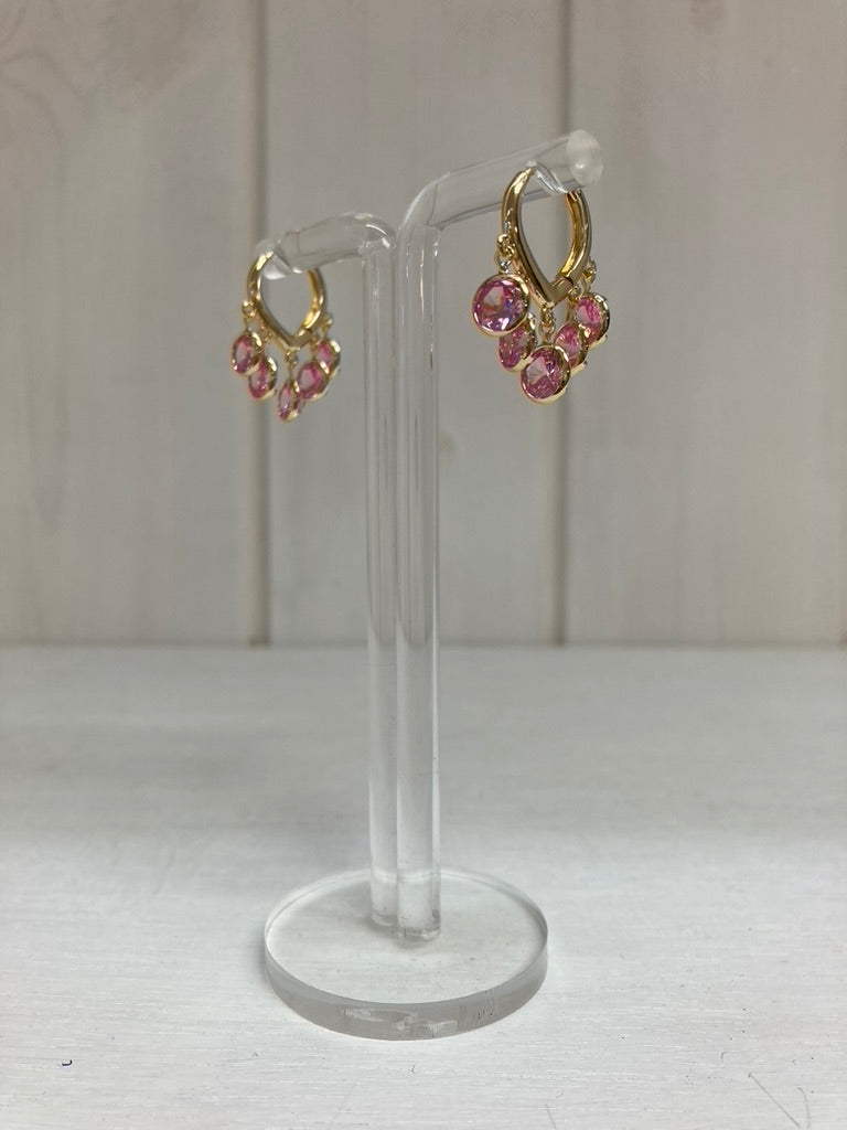 Oorring elegant met roze steentjes