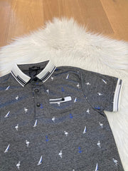 BLVCK Exclusive Donkergrijze Herenpolo met Print