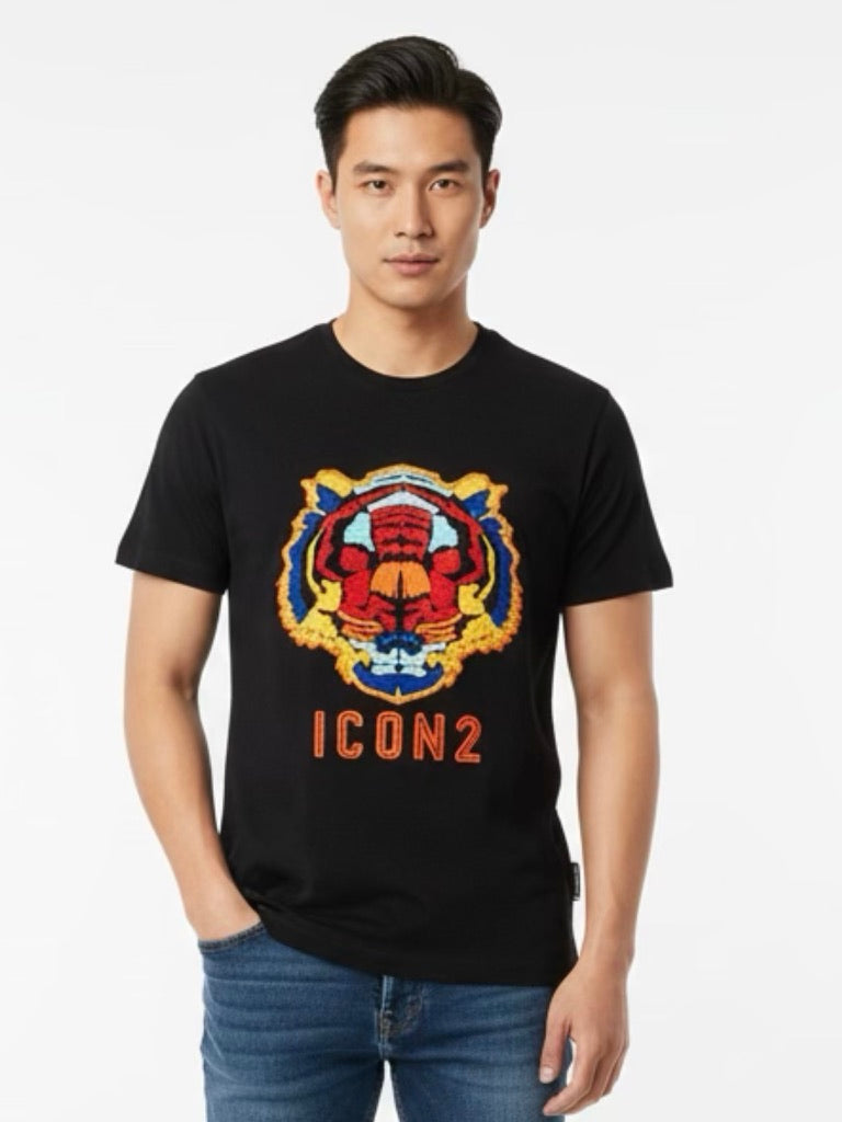 T-shirt zwart met leeuw