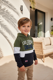 Lee Cooper Khaki Jongens Hoodie College met Colorblock