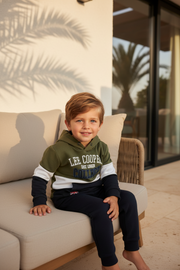 Lee Cooper Khaki Jongens Hoodie College met Colorblock
