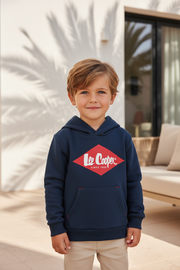 Lee Cooper Navy Jongens Hoodie met Rood Logo