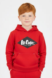 Lee Cooper Rode Jongens Hoodie met Zwart Logo