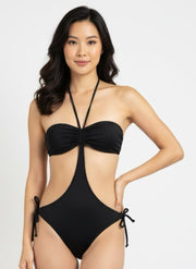Inoo Zwarte Monokini met Strass en Cut-Out Dames Badpak