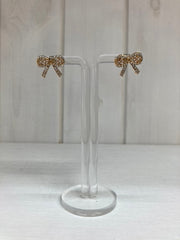 Rosé Crystal Bow Oorstekers – Gouden Strik met Zirkonia