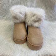 Rock and Joy Dames Boots Beige met Fluffy Details
