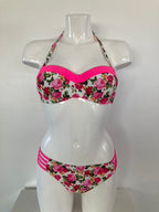 Floral Bikini met Neon Roze Accenten