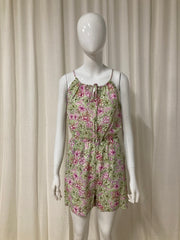 Akoz Groene Korte Jumpsuit met Bloemenprint groen-roze
