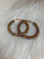 Oorring met strass steentjes multicolor