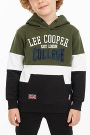 Lee Cooper Khaki Jongens Hoodie College met Colorblock
