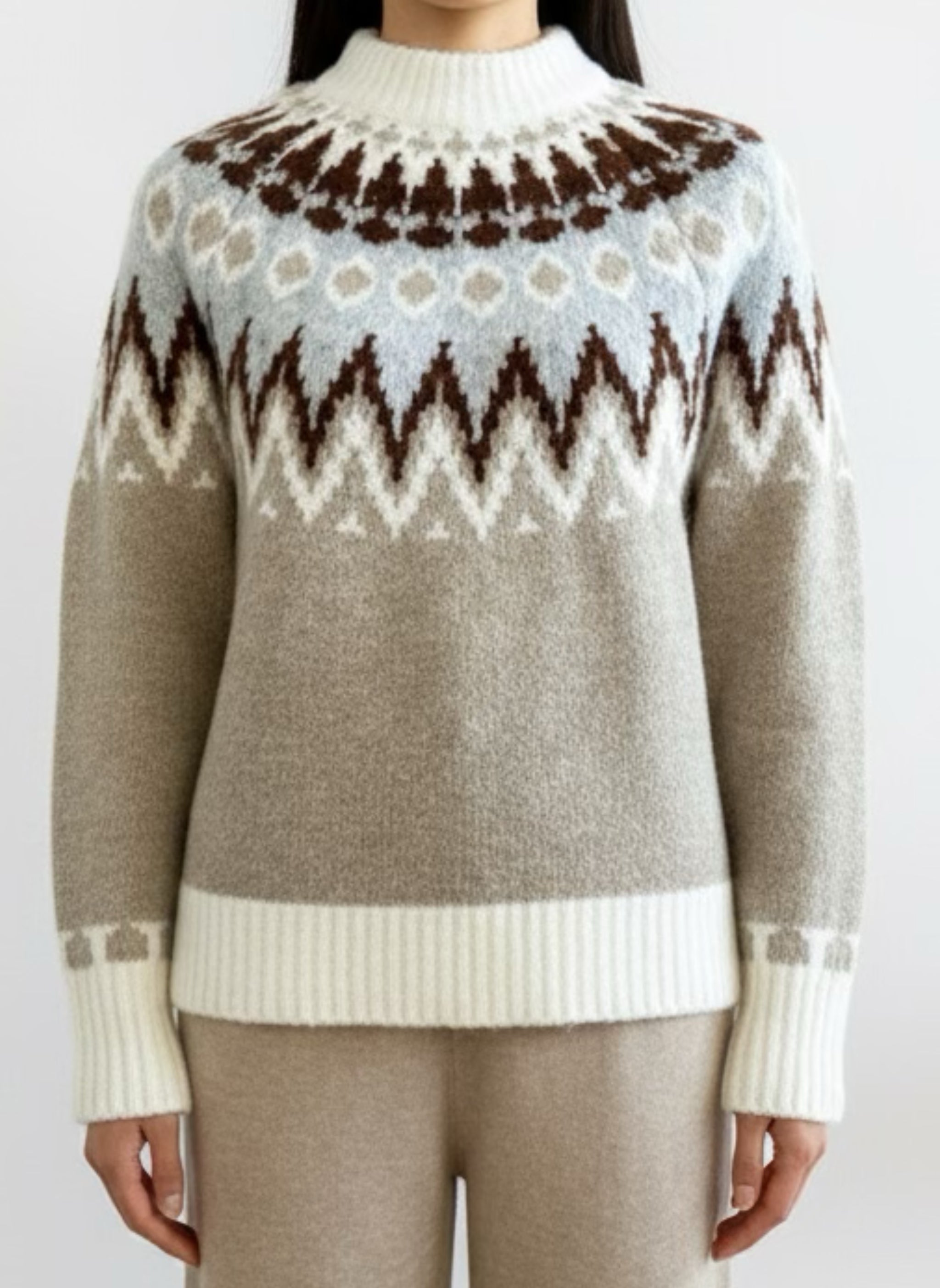 Large knit wool taupe