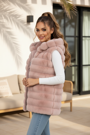 Manteau sans manches avec capuche sans manches Roze